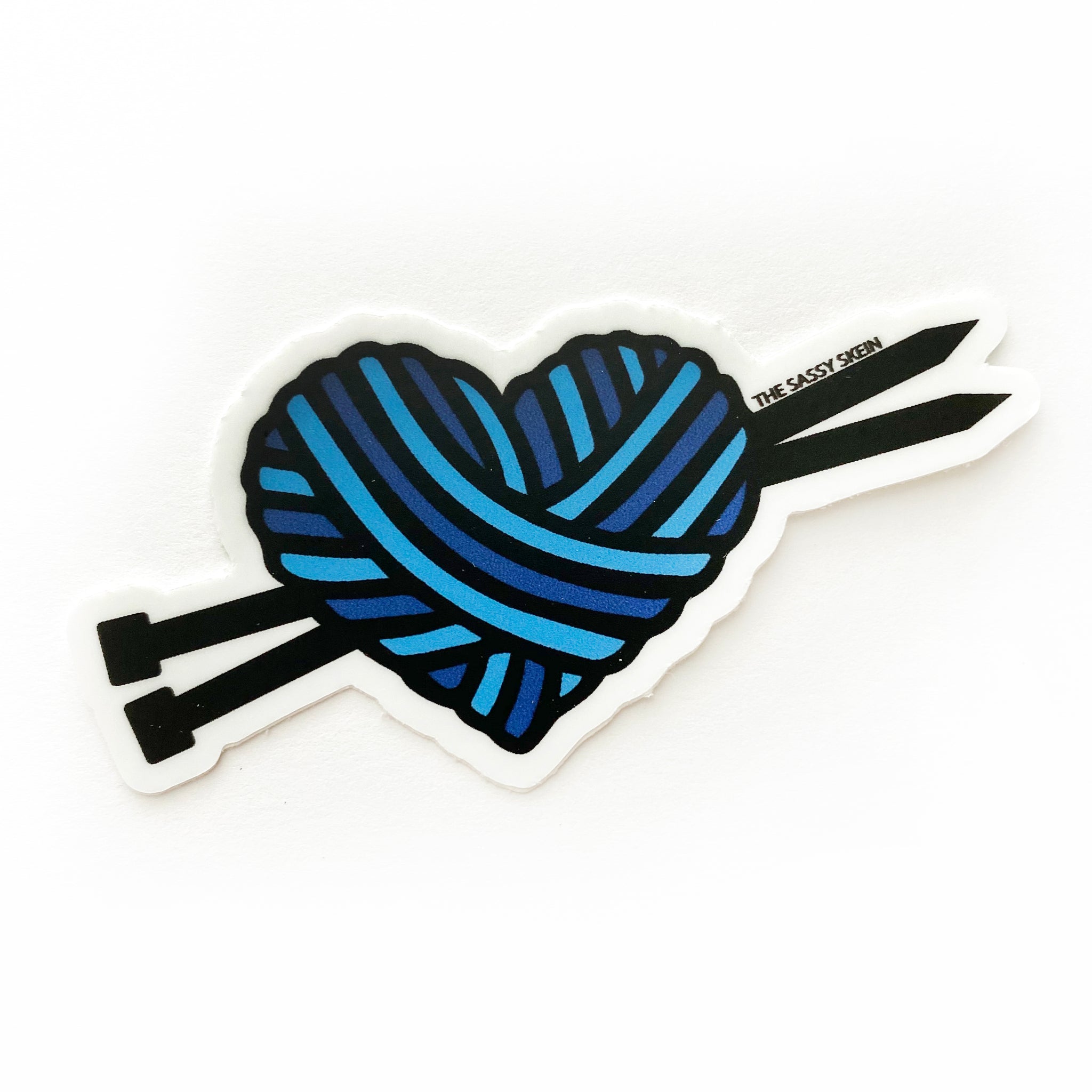 Blue Yarn Heart Sticker