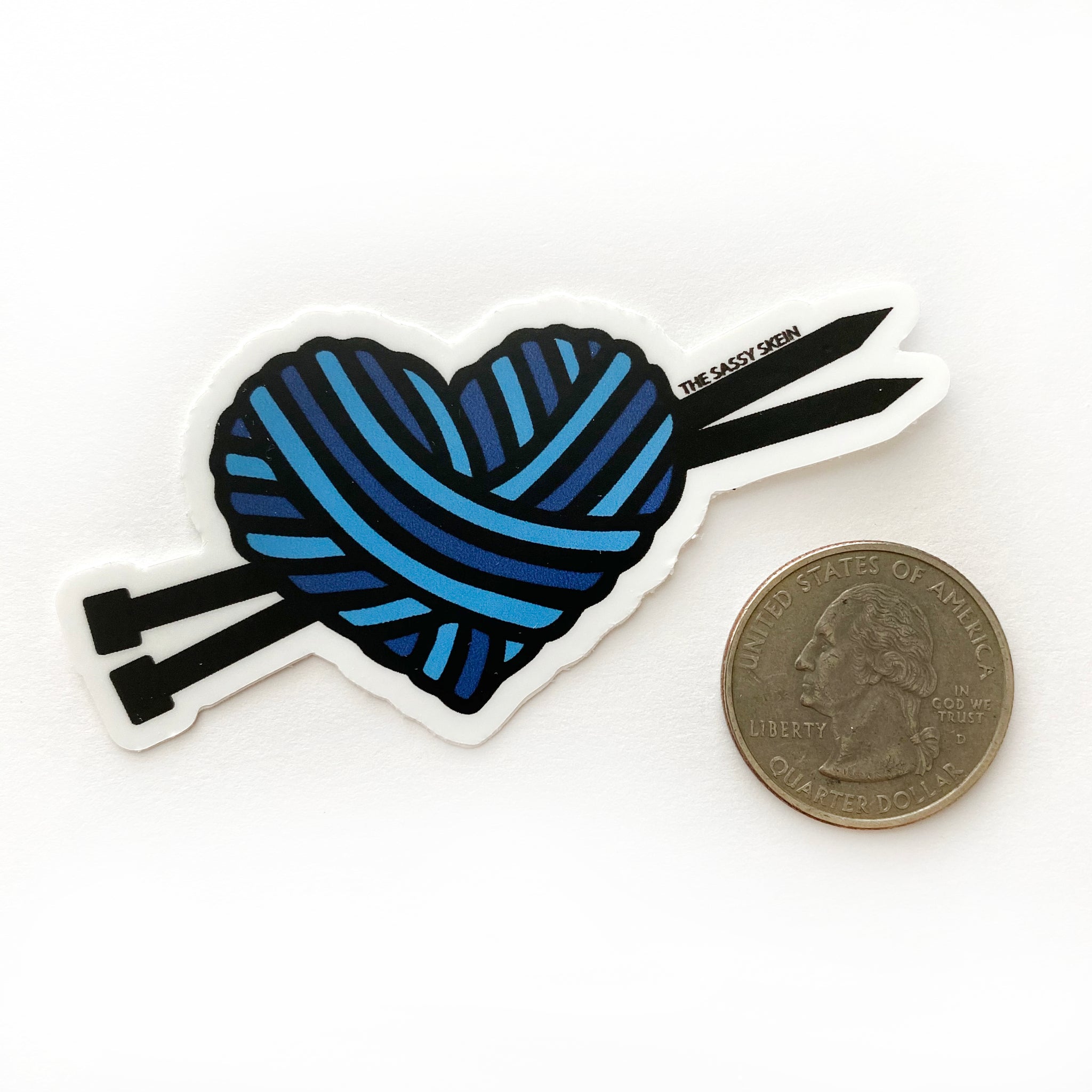 Blue Yarn Heart Sticker